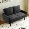 Loveseat Sofa, European Style With Sleek Design, Modern & Vintage Flair, Upholstered 2 Seater Couch - Black - Image 5