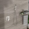 Dual Shower Head 16" Ceiling Mount Square Shower System With Rough In Valve, Stainless Steel & Brass - Brushed Nickel - Image 5