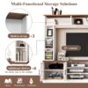 Wall Unit Entertainment Center With Bookshelves For TVs Up To 80", Modern TV Stand Media Console With Cabinets, Tempered Glass Doors And Adjustable Shelves For Living Room - White - Image 6