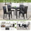 5 Pieces Wooden Dining Table Set, Kitchen Table Set With A Square Table And 4 Upholstered Chairs, Wooden Dining Room Table With Crystal Decoration And Chairs Set For Kitchen, Dining Room - Black - Image 5