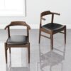 Leon - Mid-Century Modern Leather Dining Chair (Set of 2) - Black / Wood - Image 6