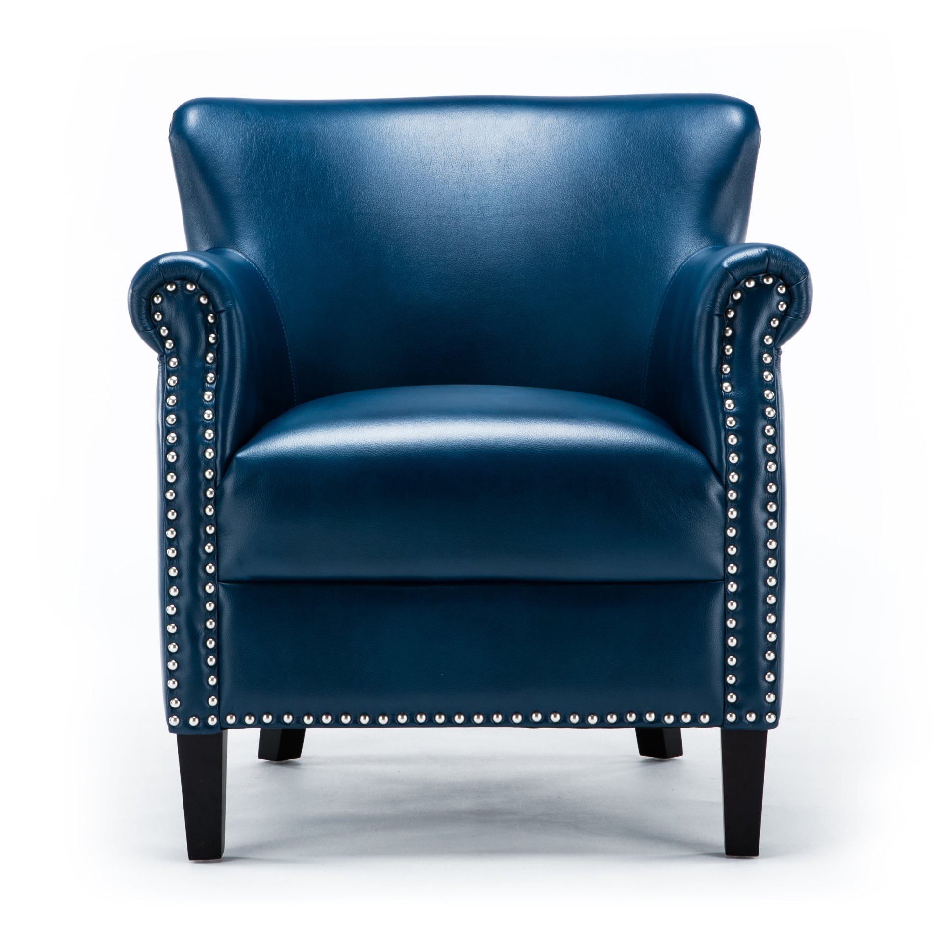 Holly - Club Chair Upholstered With Nailhead Trim - Navy Blue - Image 7