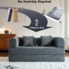 Convertible Sleeper Sofa Bed With Cylindrical Pillow, Floor Sofa Lounge Couch For Living Room - Gray - Image 6