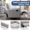 Modern Upholstered Rocker Nursery Chair Plush Seating Glider Swivel Recliner Chair - Gray - Image 7