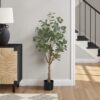 46" Tall, Artificial Plant, Eucalyptus Tree, Indoor, Faux, Fake, Floor, Greenery, Potted, Decorative - Green / Black - Image 6