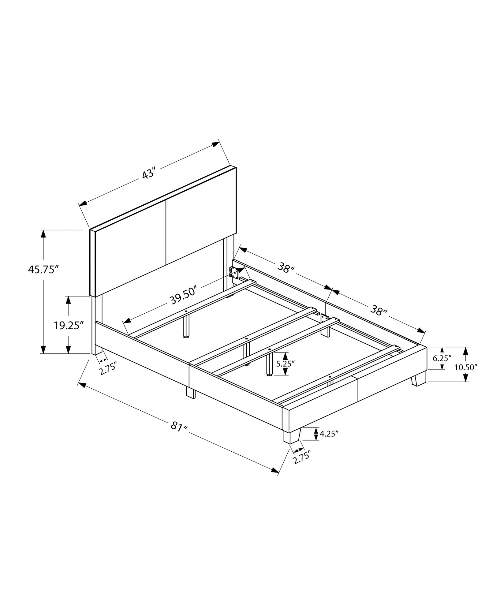 Twin Size Bed, Upholstered, Transitional - Brown - Image 4