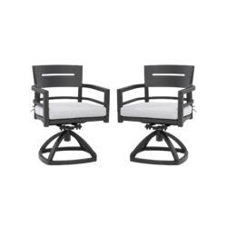 Outdoor Patio Swivel Rocker With Outdoor Grade Sunbrella Fabric Cushions (Set of 2) - Ember Black