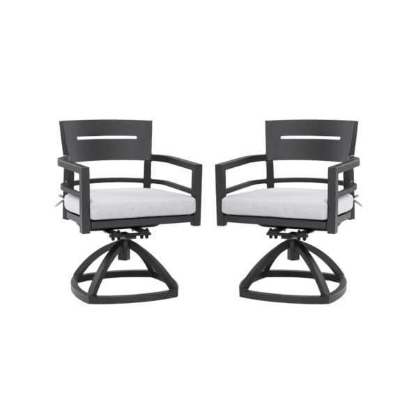 Outdoor Patio Swivel Rocker With Outdoor Grade Sunbrella Fabric Cushions (Set of 2) - Ember Black