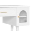 Elegant Vanity Makeup Table & Chair Set Modern Dressing Table With Organizer Writing Desk Charging Port Engineered Wood - White - Image 9