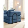 Oversized Upholstered Sectional Sofa Couch Set, Modular L Shaped Floor Sofa Set With 6 Pillows For Living Rooms - Blue - Image 20
