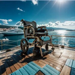 Lightweight Foldable Transport Wheelchair Square Tube Design With Double Brakes Adjustable Armrest & Breathable Seat Cushion Ideal For Disabled & Post Surgery Recovery - Black / Gold