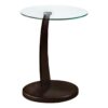 C-Shaped Accent Table Tempered Glass For Living Room - Espresso - Image 8