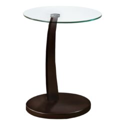 C-Shaped Accent Table Tempered Glass For Living Room - Espresso
