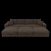 4 Seat Sofa, Deep Seat Couches With Soft Pillows And 3 Ottomans, Convertible Sofa Lounge Chair, For Living Room - Camel - Image 14