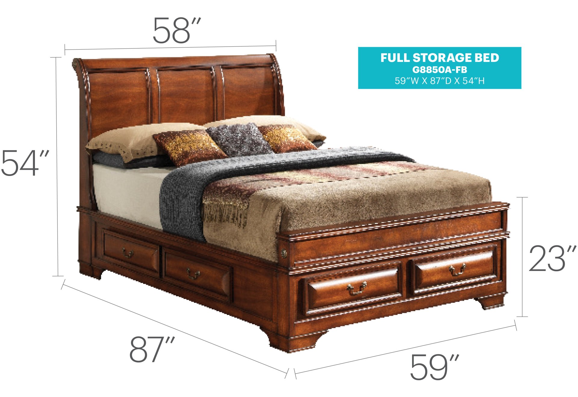 Lavita - Full Storage Bed - Oak - Image 2