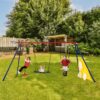 5 In 1 Swing Set With Textilene Swing And Tree Swing Disc Metal Plastic Safe Swing Seat For Outdoor Playground - Blue / Green - Image 4