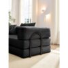 Oversized Upholstered Sectional Sofa Couch Set, Modular L Shaped Floor Sofa Set With 6 Pillows For Living Rooms - Black - Image 18