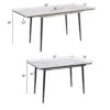 Modern Extendable Dining Table And Chair Set With Top And Metal Base, Table And Chairs For 2 - 6 People - Beige / White - Image 3