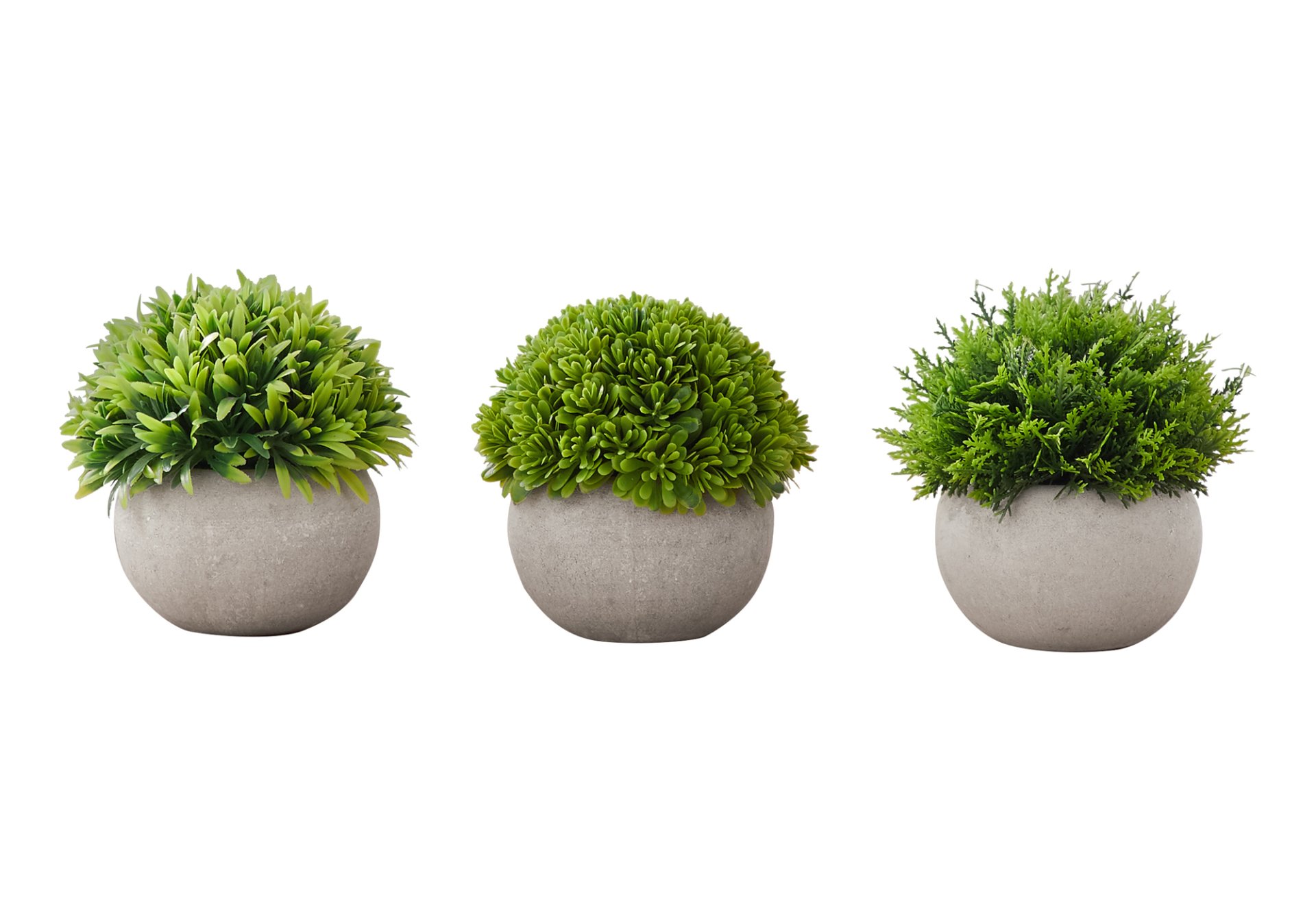 5" Tall, Artificial Plant, Grass, Indoor, Faux, Fake, Table, Greenery, Potted, Decorative (Set of 3) - Green / Gray - Image 2