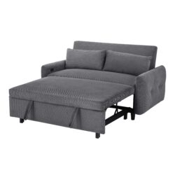 Pull Out Sofa Bed Convertible Couch 2 Seat Loveseat Sofa Modern Sleeper Sofa With 2 Throw Pillows And USB Ports For Living Room - Dark Gray