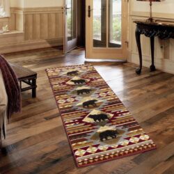 Nature's Nest - 2'7" X 7'3" Lodge Area Rug - Red