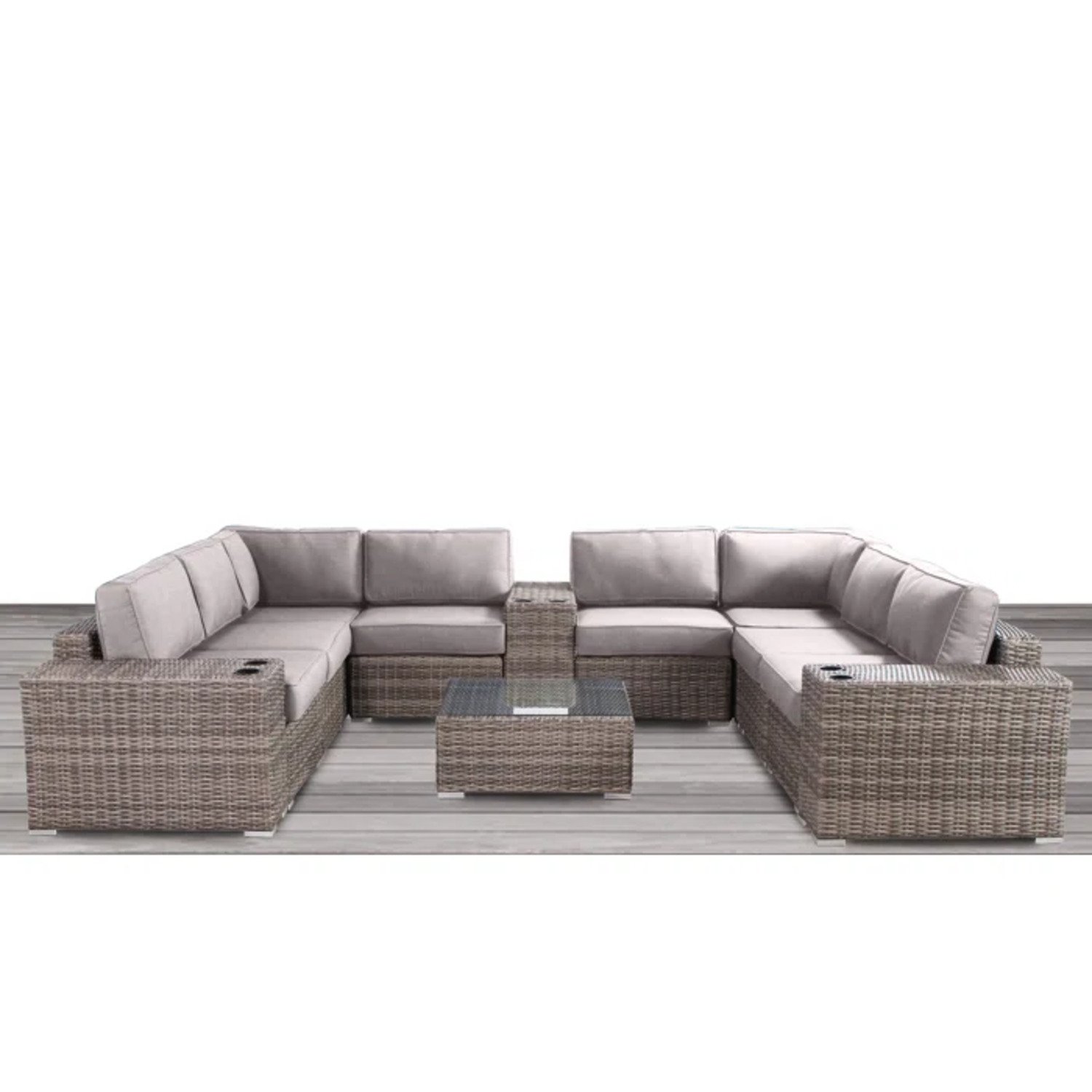 12 Piece Patio Seating Group With Cushions - Gray Mix - Image 5