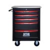 5 Drawer Multifunctional Tool Cart With Wheels, Metal Rolling Tool Cart Storage For Garage Workshop Warehouse Repair Shop With Stainless Steel Roof - Black / Red - Image 11