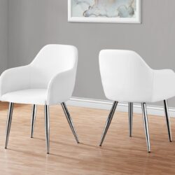 Dining Chair, Side, Upholstered For Dining Room, Contemporary & Modern (Set of 2) - White