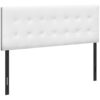 Queen Size Headboard Only Upholstered Leather Look - White - Image 2