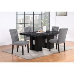 Jhoanna 5 Piece Dining Table Set With Chairs - Black