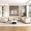 Upholstered 3 Piece Sofa Set With Legs - Beige - Image 2