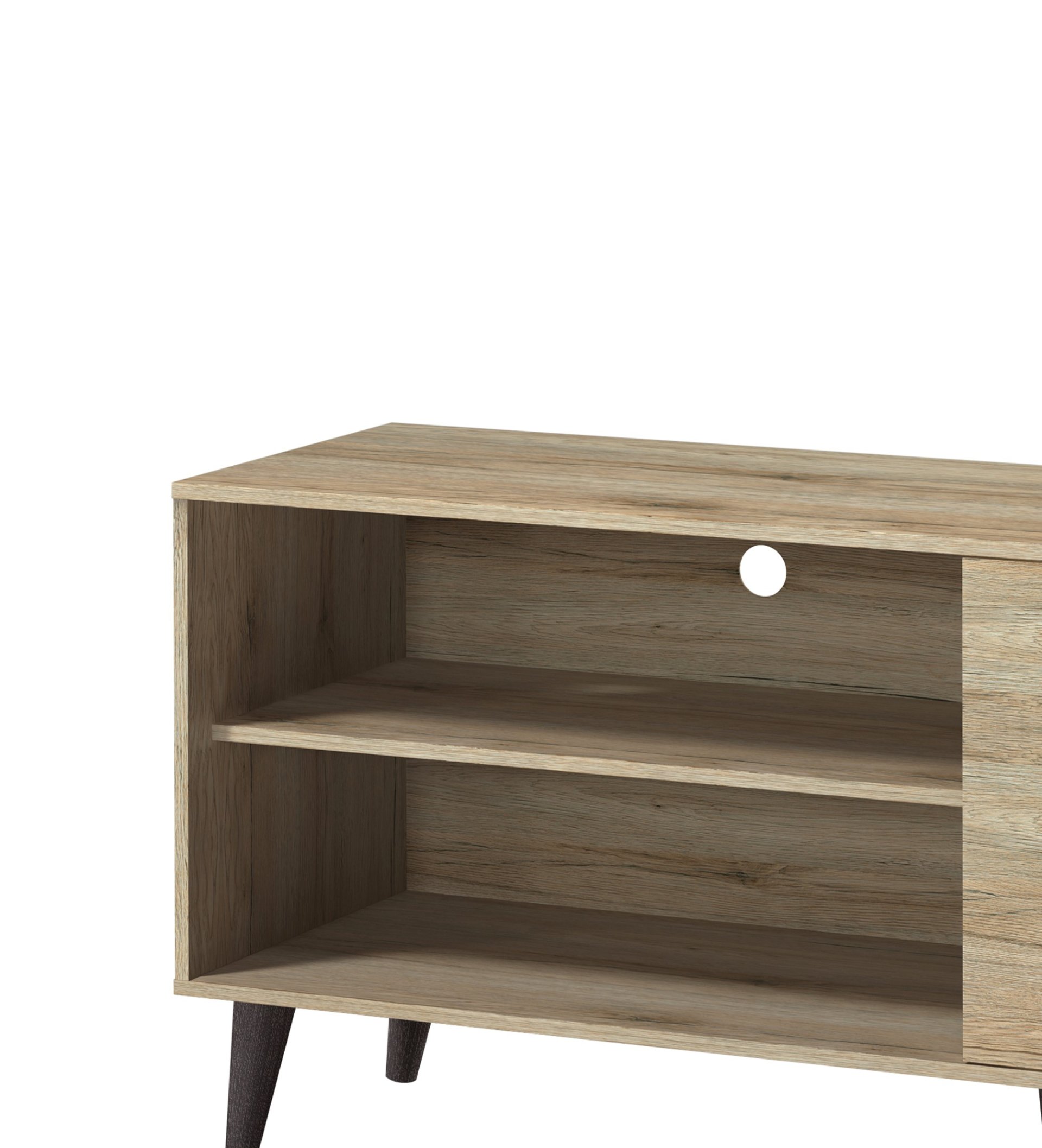 Amidon - TV Stand For TV's Up To 63", With 2 Storage Shelves & 1 Cabinet, Modern Entertainment Centre For TV In Living Room - Oak - Image 4