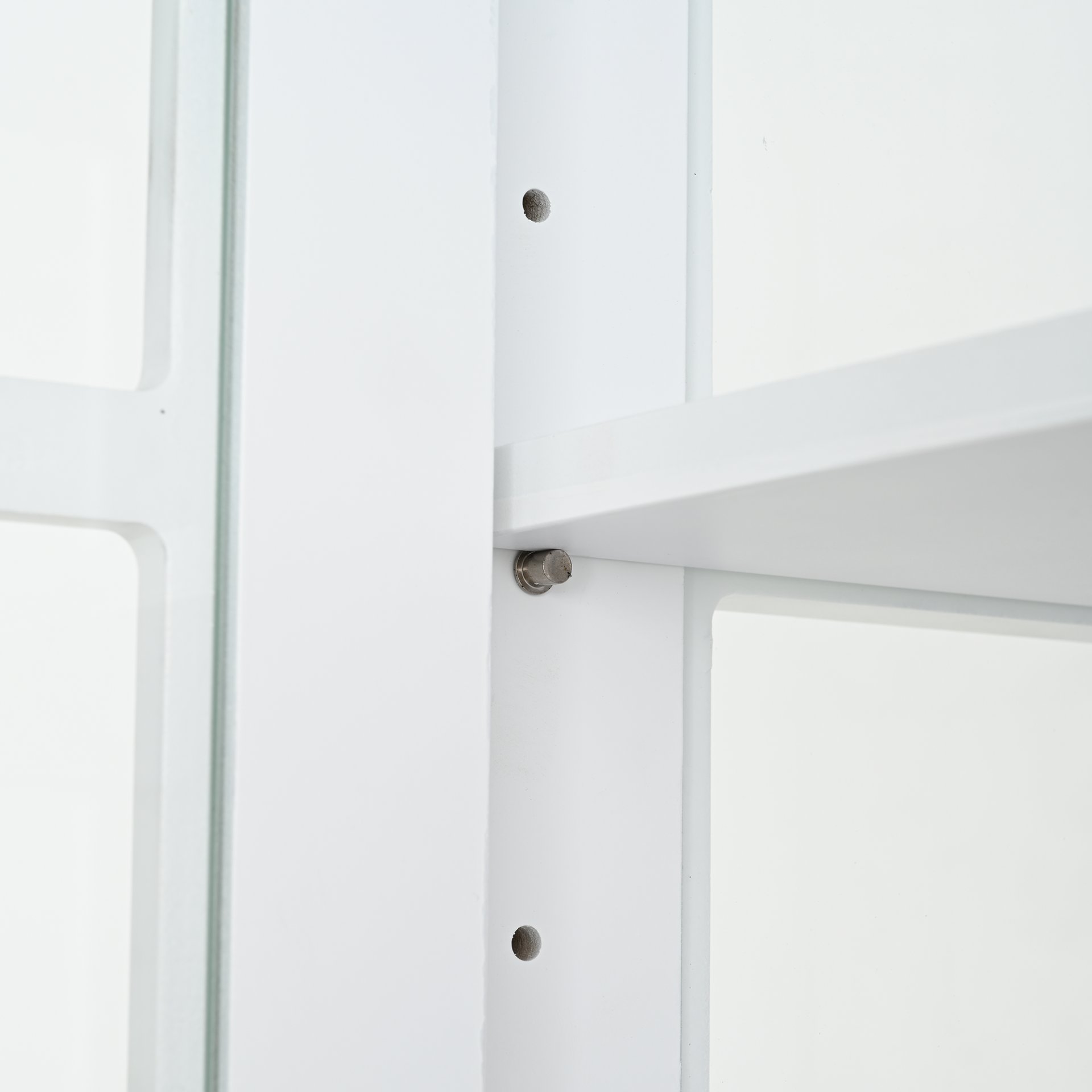 Vintage Display Cabinet With Double Glass Doors, Traditional Style Hutch For Home Or Workspace Washed - White Washed - Image 19