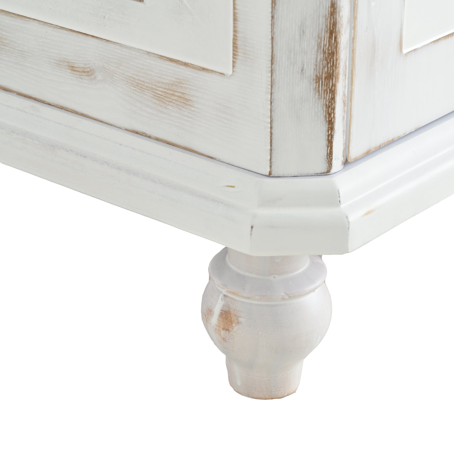 Vintage Display Cabinet With Double Glass Doors, Traditional Style Hutch For Home Or Workspace Washed - White Washed - Image 24