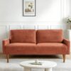 Sofa, European Style With Sleek Design, Modern & Vintage Flair, Upholstered 3 Seater Couch - Red Orange - Image 7