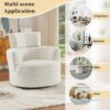 360 Degree Swivel Accent Barrel Chair With Adjustable Headrest Berber Fleece For Living Room, Bedroom, Office - Cream - Image 7