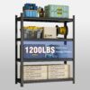 4 Layer Metal Storage Rack, Garage Shelves, Adjustable Height Partition - Black - Image 6