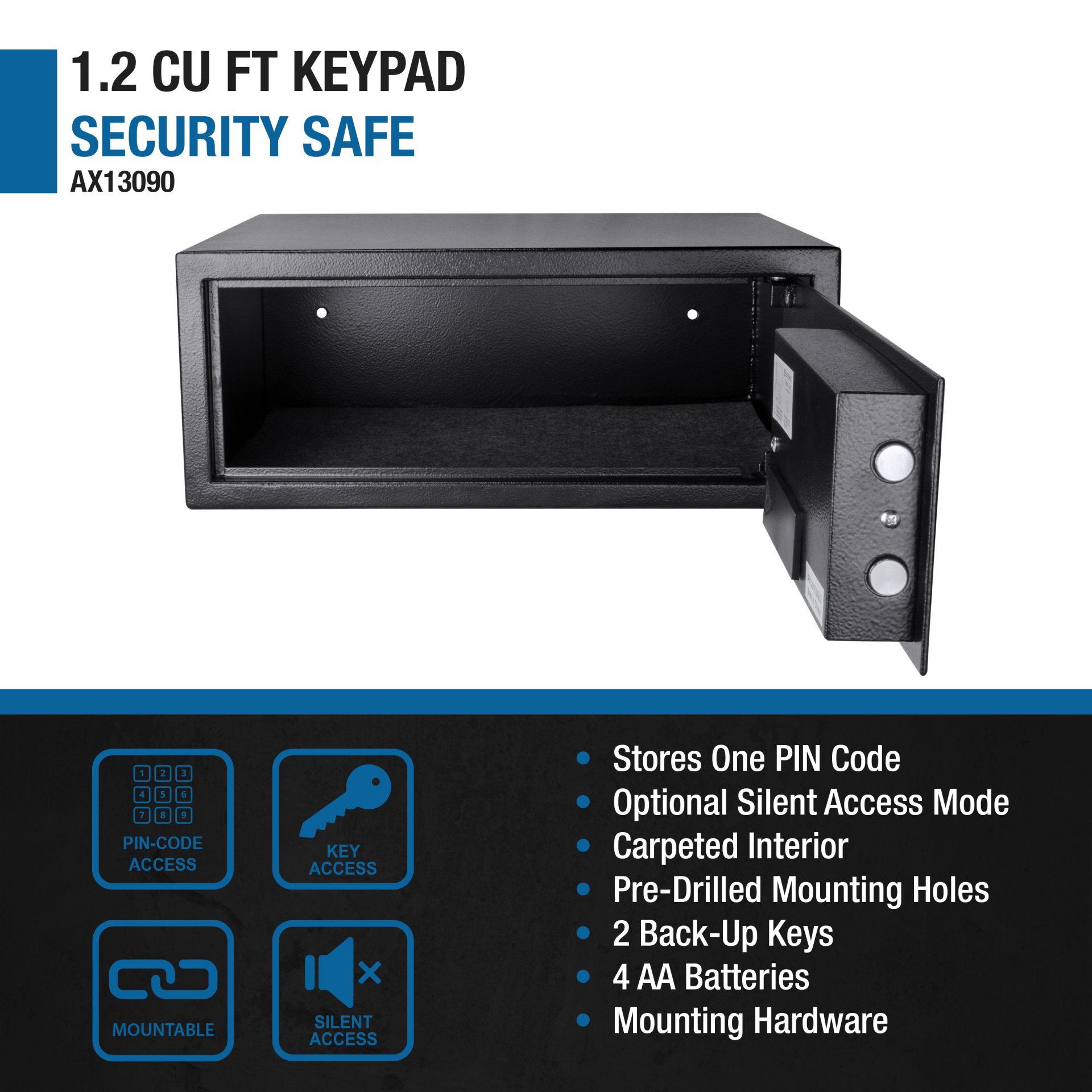1 2 Cu Ft Digital Keypad Security Safe - Black - Image 9