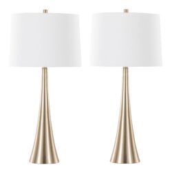 Diana - Contemporary Metal Table Lamp (Set of 2) - White / Gold