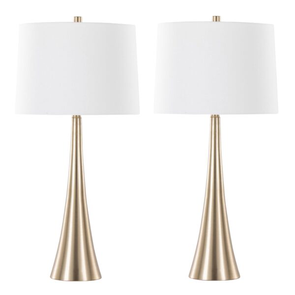 Diana - Contemporary Metal Table Lamp (Set of 2) - White / Gold