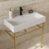 Ceramic Console Sink Basin With Legs 30" Bathroom Console Sink With Overflow - White - Image 5