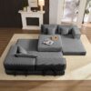 Oversized Upholstered Sectional Sofa Couch Set, Modular L Shaped Floor Sofa Set With 6 Pillows For Living Rooms - Dark Gray - Image 7