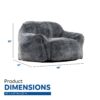 Living Room Bean Bag Sofa Chair With Memory Foam Fillings, Soft Upholstered Bean Bag Armchair - Black / Gray - Image 3
