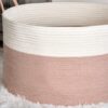 Francis - Cotton Round Laundry And Storage Basket - White / Brown - Image 5