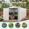 Metal Outdoor Storage Shed 8 X 6 Ft With Pitched Roof And Side Window - White / Gray - Image 6