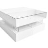 Lift Top Coffee Table With 2 Drawers, Hidden Space And LED Lights For Living Room - White - Image 10