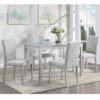 5 Piece Wooden Dining Table Set, Kitchen Table Set With A Rectangular Table And 4 Upholstered Chairs, Wooden Dining Room Table With Crystal Decoration And Chairs Set - Silver Gray - Image 4