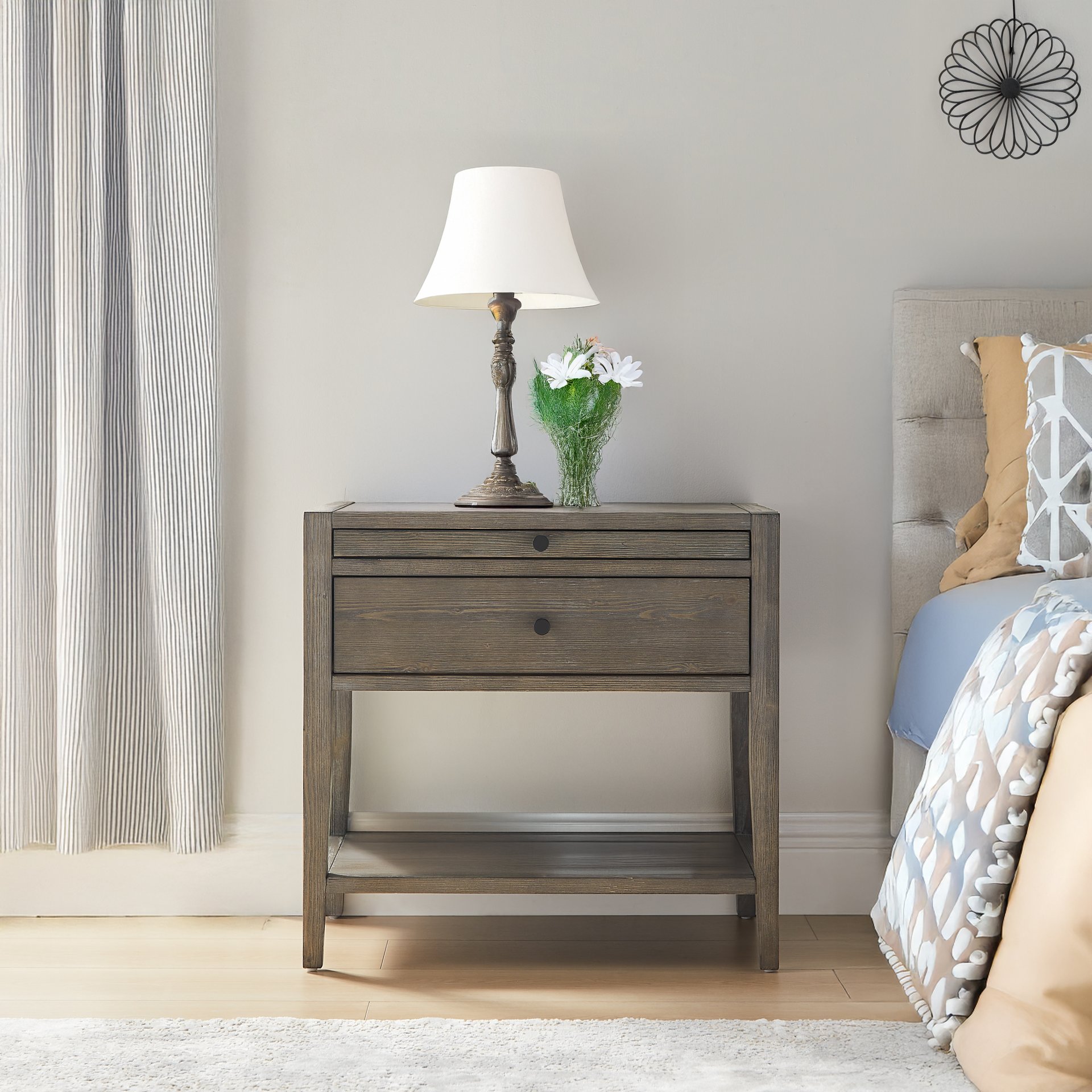 Sunveil - 1 Drawer Nightstand With Features - Gray - Image 2