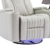 270 Degree Power Swivel Recliner, Home Theater Seating With LED Light Strip, Cup Holder, 360 Degree Swivel Tray Table, And Cell Phone Holder Chair - Gray - Image 26