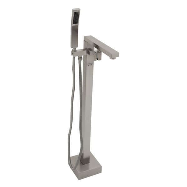 Free Standing Tub Faucet With Hand Shower, Bathroom Tub Filler - Brushed Nickel